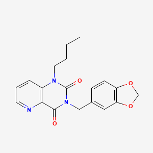 molecular formula C19H19N3O4 B2659028 3-(1,3-苯并二氧杂环-5-基甲基)-1-丁基吡啶并[3,2-d]嘧啶-2,4(1H,3H)-二酮 CAS No. 921775-06-6