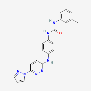 molecular formula C21H19N7O B2659040 1-(4-((6-(1H-吡唑-1-基)哒嗪-3-基)氨基)苯基)-3-(间甲苯基)脲 CAS No. 1013759-32-4