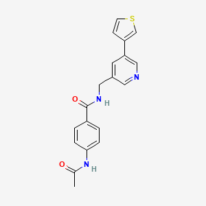 molecular formula C19H17N3O2S B2659045 4-乙酰氨基-N-((5-(噻吩-3-基)吡啶-3-基)甲基)苯甲酰胺 CAS No. 1795190-91-8