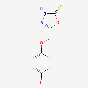 molecular formula C9H7FN2O2S B2659052 5-[(4-Fluorophenoxy)methyl]-1,3,4-oxadiazole-2-thiol CAS No. 445224-41-9