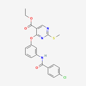 Ethyl 4-{3-[(4-chlorobenzoyl)amino]phenoxy}-2-(methylsulfanyl)-5-pyrimidinecarboxylate
