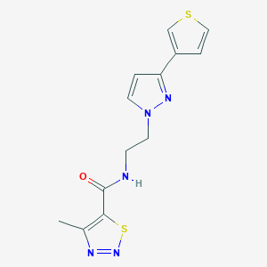 molecular formula C13H13N5OS2 B2659071 4-methyl-N-(2-(3-(thiophen-3-yl)-1H-pyrazol-1-yl)ethyl)-1,2,3-thiadiazole-5-carboxamide CAS No. 2034235-69-1