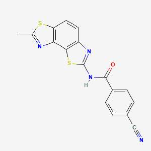 molecular formula C17H10N4OS2 B2659092 4-cyano-N-(7-methyl-[1,3]thiazolo[5,4-e][1,3]benzothiazol-2-yl)benzamide CAS No. 441290-38-6