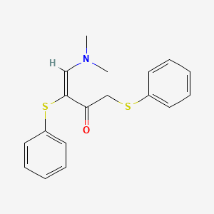 molecular formula C18H19NOS2 B2659119 (E)-4-(dimethylamino)-1,3-bis(phenylsulfanyl)but-3-en-2-one CAS No. 338975-30-7