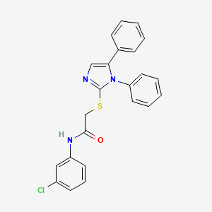 molecular formula C23H18ClN3OS B2659125 N-(3-chlorophenyl)-2-((1,5-diphenyl-1H-imidazol-2-yl)thio)acetamide CAS No. 1206997-34-3