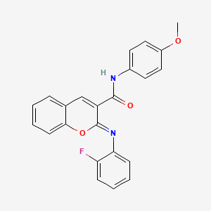 molecular formula C23H17FN2O3 B2659134 (2Z)-2-[(2-fluorophenyl)imino]-N-(4-methoxyphenyl)-2H-chromene-3-carboxamide CAS No. 1327168-07-9