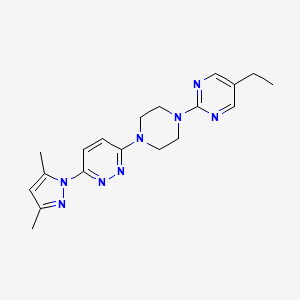 molecular formula C19H24N8 B2659138 2-[4-[6-(3,5-Dimethylpyrazol-1-yl)pyridazin-3-yl]piperazin-1-yl]-5-ethylpyrimidine CAS No. 2415516-66-2