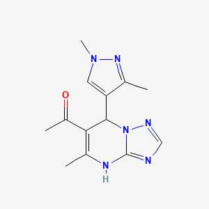 molecular formula C13H16N6O B2659143 1-(7-(1,3-dimethyl-1H-pyrazol-4-yl)-5-methyl-4,7-dihydro-[1,2,4]triazolo[1,5-a]pyrimidin-6-yl)ethanone CAS No. 1005694-04-1
