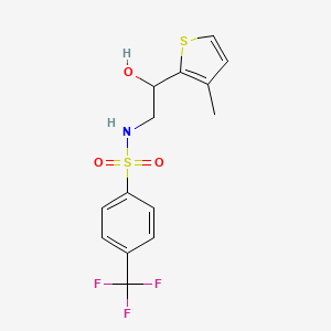 molecular formula C14H14F3NO3S2 B2659146 N-(2-hydroxy-2-(3-methylthiophen-2-yl)ethyl)-4-(trifluoromethyl)benzenesulfonamide CAS No. 1351622-78-0