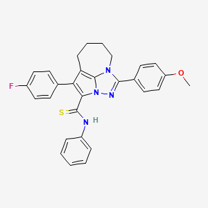 molecular formula C29H25FN4OS B2659147 1-(4-fluorophenyl)-4-(4-methoxyphenyl)-N-phenyl-5,6,7,8-tetrahydro-2a,3,4a-triazacyclopenta[cd]azulene-2-carbothioamide CAS No. 540500-00-3
