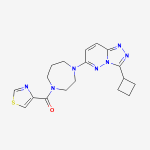 molecular formula C18H21N7OS B2659155 [4-(3-Cyclobutyl-[1,2,4]triazolo[4,3-b]pyridazin-6-yl)-1,4-diazepan-1-yl]-(1,3-thiazol-4-yl)methanone CAS No. 2379975-20-7