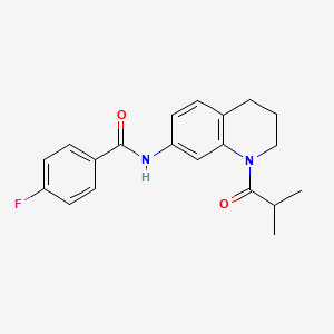 molecular formula C20H21FN2O2 B2659159 4-fluoro-N-(1-isobutyryl-1,2,3,4-tetrahydroquinolin-7-yl)benzamide CAS No. 1005294-38-1
