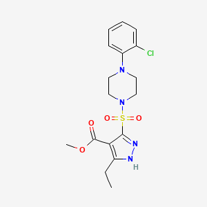 molecular formula C17H21ClN4O4S B2659164 methyl 5-((4-(2-chlorophenyl)piperazin-1-yl)sulfonyl)-3-ethyl-1H-pyrazole-4-carboxylate CAS No. 1322731-94-1
