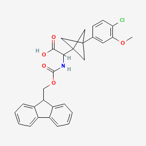 molecular formula C29H26ClNO5 B2659165 2-[3-(4-Chloro-3-methoxyphenyl)-1-bicyclo[1.1.1]pentanyl]-2-(9H-fluoren-9-ylmethoxycarbonylamino)acetic acid CAS No. 2287262-48-8