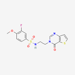 molecular formula C15H14FN3O4S2 B2659171 3-氟-4-甲氧基-N-(2-(4-氧代噻吩并[3,2-d]嘧啶-3(4H)-基)乙基)苯磺酰胺 CAS No. 1903685-67-5