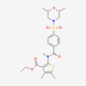 molecular formula C22H28N2O6S2 B2659172 Ethyl 2-(4-((2,6-dimethylmorpholino)sulfonyl)benzamido)-4,5-dimethylthiophene-3-carboxylate CAS No. 391867-03-1