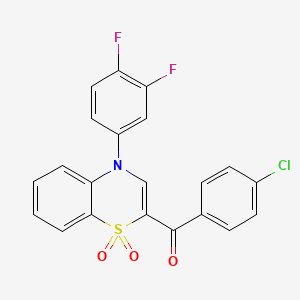 molecular formula C21H12ClF2NO3S B2659173 (4-chlorophenyl)[4-(3,4-difluorophenyl)-1,1-dioxido-4H-1,4-benzothiazin-2-yl]methanone CAS No. 1114653-89-2
