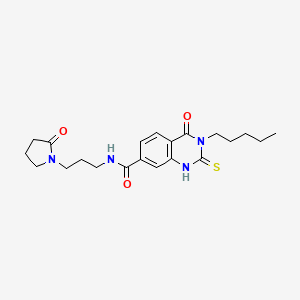 molecular formula C21H28N4O3S B2659186 4-oxo-N-(3-(2-oxopyrrolidin-1-yl)propyl)-3-pentyl-2-thioxo-1,2,3,4-tetrahydroquinazoline-7-carboxamide CAS No. 362500-98-9