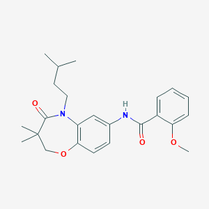 molecular formula C24H30N2O4 B2659187 N-(5-异戊基-3,3-二甲基-4-氧代-2,3,4,5-四氢苯并[b][1,4]恶杂环庚-7-基)-2-甲氧基苯甲酰胺 CAS No. 921817-79-0