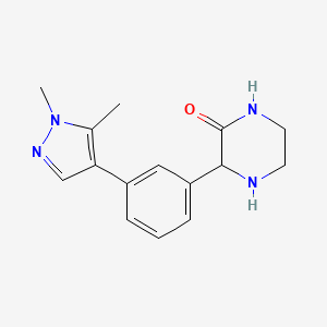 molecular formula C15H18N4O B2659195 3-[3-(1,5-Dimethylpyrazol-4-yl)phenyl]piperazin-2-one CAS No. 2241139-58-0