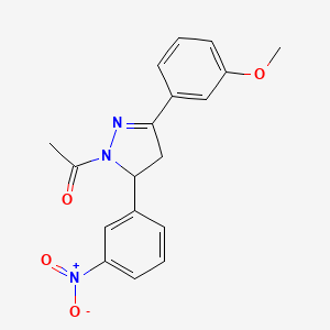molecular formula C18H17N3O4 B2659197 1-[5-(3-甲氧基苯基)-3-(3-硝基苯基)-3,4-二氢吡唑-2-基]乙酮 CAS No. 831229-22-2