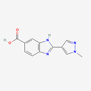 molecular formula C12H10N4O2 B2659198 2-(1-methyl-1H-pyrazol-4-yl)-1H-1,3-benzodiazole-6-carboxylic acid CAS No. 1152837-10-9