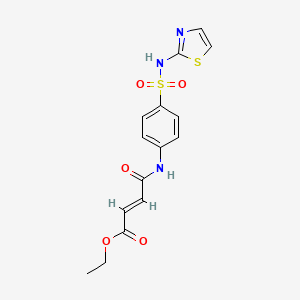 molecular formula C15H15N3O5S2 B2659200 3-[4-(Thiazol-2-ylsulfamoyl)-phenylcarbamoyl]-acrylic acid ethyl ester CAS No. 314282-99-0