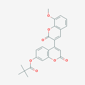 molecular formula C24H20O7 B2659207 4-(8-Methoxy-2-oxochromen-3-yl)-2-oxochromen-7-yl 2,2-dimethylpropanoate CAS No. 896034-37-0