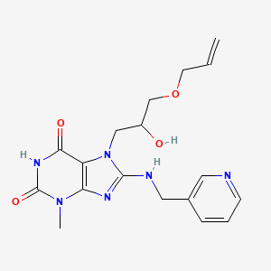 molecular formula C18H22N6O4 B2659223 7-(3-(烯丙氧基)-2-羟基丙基)-3-甲基-8-((吡啶-3-基甲基)氨基)-1H-嘌呤-2,6(3H,7H)-二酮 CAS No. 887868-06-6