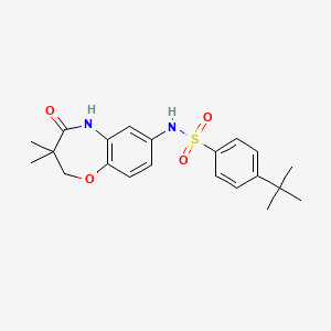 molecular formula C21H26N2O4S B2659234 4-(tert-butyl)-N-(3,3-dimethyl-4-oxo-2,3,4,5-tetrahydrobenzo[b][1,4]oxazepin-7-yl)benzenesulfonamide CAS No. 922057-95-2