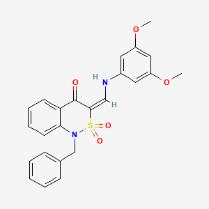 molecular formula C24H22N2O5S B2659242 (3E)-1-benzyl-3-{[(3,5-dimethoxyphenyl)amino]methylene}-1H-2,1-benzothiazin-4(3H)-one 2,2-dioxide CAS No. 893315-47-4