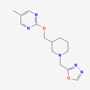molecular formula C14H19N5O2 B2659246 2-[[3-[(5-Methylpyrimidin-2-yl)oxymethyl]piperidin-1-yl]methyl]-1,3,4-oxadiazole CAS No. 2380173-45-3
