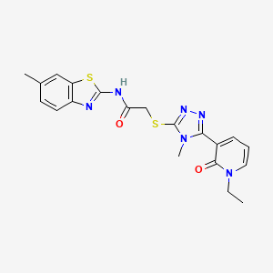 2-((5-(1-ethyl-2-oxo-1,2-dihydropyridin-3-yl)-4-methyl-4H-1,2,4-triazol-3-yl)thio)-N-(6-methylbenzo[d]thiazol-2-yl)acetamide
