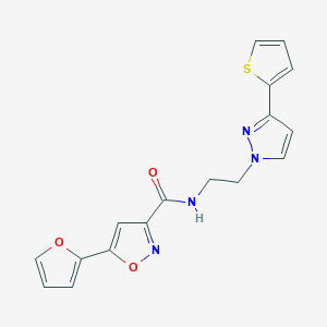 molecular formula C17H14N4O3S B2659264 5-(furan-2-yl)-N-(2-(3-(thiophen-2-yl)-1H-pyrazol-1-yl)ethyl)isoxazole-3-carboxamide CAS No. 1448130-48-0