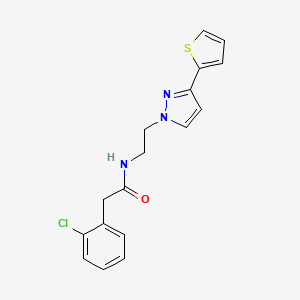 molecular formula C17H16ClN3OS B2659288 2-(2-chlorophenyl)-N-(2-(3-(thiophen-2-yl)-1H-pyrazol-1-yl)ethyl)acetamide CAS No. 1448051-74-8