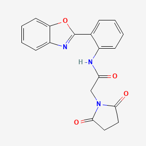 molecular formula C19H15N3O4 B2659295 N-[2-(1,3-苯并恶唑-2-基)苯基]-2-(2,5-二氧代吡咯烷-1-基)乙酰胺 CAS No. 477501-00-1