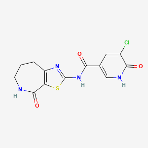 molecular formula C13H11ClN4O3S B2659310 5-氯-6-羟基-N-(4-氧代-5,6,7,8-四氢-4H-噻唑并[5,4-c]氮杂环-2-基)烟酰胺 CAS No. 1797366-66-5