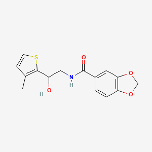 molecular formula C15H15NO4S B2659311 N-(2-羟基-2-(3-甲硫代吩-2-基)乙基)苯并[d][1,3]二氧杂环-5-甲酰胺 CAS No. 1351596-48-9