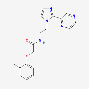 molecular formula C18H19N5O2 B2659317 N-(2-(2-(pyrazin-2-yl)-1H-imidazol-1-yl)ethyl)-2-(o-tolyloxy)acetamide CAS No. 2034633-33-3
