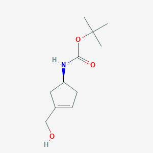 molecular formula C11H19NO3 B2659320 叔丁基N-[(1S)-3-(羟甲基)环戊-3-烯-1-基]氨基甲酸酯 CAS No. 1312161-64-0