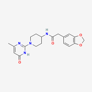 2-(benzo[d][1,3]dioxol-5-yl)-N-(1-(4-methyl-6-oxo-1,6-dihydropyrimidin-2-yl)piperidin-4-yl)acetamide