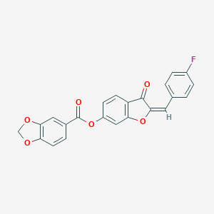 molecular formula C23H13FO6 B265933 2-(4-Fluorobenzylidene)-3-oxo-2,3-dihydro-1-benzofuran-6-yl 1,3-benzodioxole-5-carboxylate 