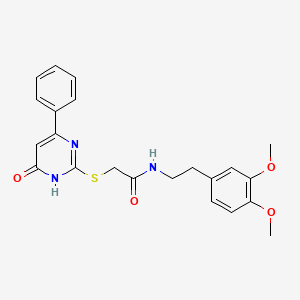 molecular formula C22H23N3O4S B2659332 N-(3,4-dimethoxyphenethyl)-2-((6-oxo-4-phenyl-1,6-dihydropyrimidin-2-yl)thio)acetamide CAS No. 518017-93-1