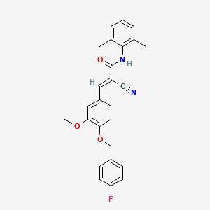 molecular formula C26H23FN2O3 B2659344 (E)-2-cyano-N-(2,6-dimethylphenyl)-3-[4-[(4-fluorophenyl)methoxy]-3-methoxyphenyl]prop-2-enamide CAS No. 444090-96-4
