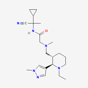molecular formula C21H34N6O B2659347 N-(1-Cyano-1-cyclopropylethyl)-2-[[(2R,3S)-1-ethyl-2-(1-methylpyrazol-4-yl)piperidin-3-yl]methyl-methylamino]acetamide CAS No. 2223625-77-0