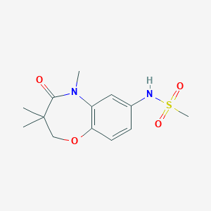 molecular formula C13H18N2O4S B2659355 N-(3,3,5-三甲基-4-氧代-2,3,4,5-四氢苯并[b][1,4]恶杂环庚-7-基)甲磺酰胺 CAS No. 922022-87-5