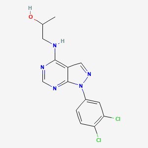 molecular formula C14H13Cl2N5O B2659369 1-{[1-(3,4-二氯苯基)吡唑并[4,5-e]嘧啶-4-基]氨基}丙-2-醇 CAS No. 890936-99-9