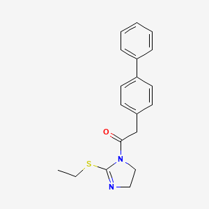 molecular formula C19H20N2OS B2659377 2-([1,1'-biphenyl]-4-yl)-1-(2-(ethylthio)-4,5-dihydro-1H-imidazol-1-yl)ethanone CAS No. 862826-62-8