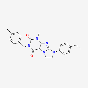 molecular formula C24H25N5O2 B2659380 8-(4-ethylphenyl)-1-methyl-3-[(4-methylphenyl)methyl]-1H,2H,3H,4H,6H,7H,8H-imidazo[1,2-g]purine-2,4-dione CAS No. 872840-56-7