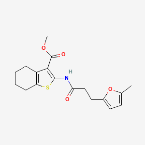 molecular formula C18H21NO4S B2659383 Methyl 2-(3-(5-methylfuran-2-yl)propanamido)-4,5,6,7-tetrahydrobenzo[b]thiophene-3-carboxylate CAS No. 838813-66-4